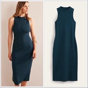 Boden Racer Rib Jersey Midi Dress in Ink Pot - 8 Long